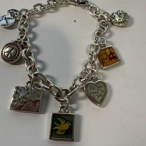 Vintage Brighton Retired Peace Charm Bracelet
